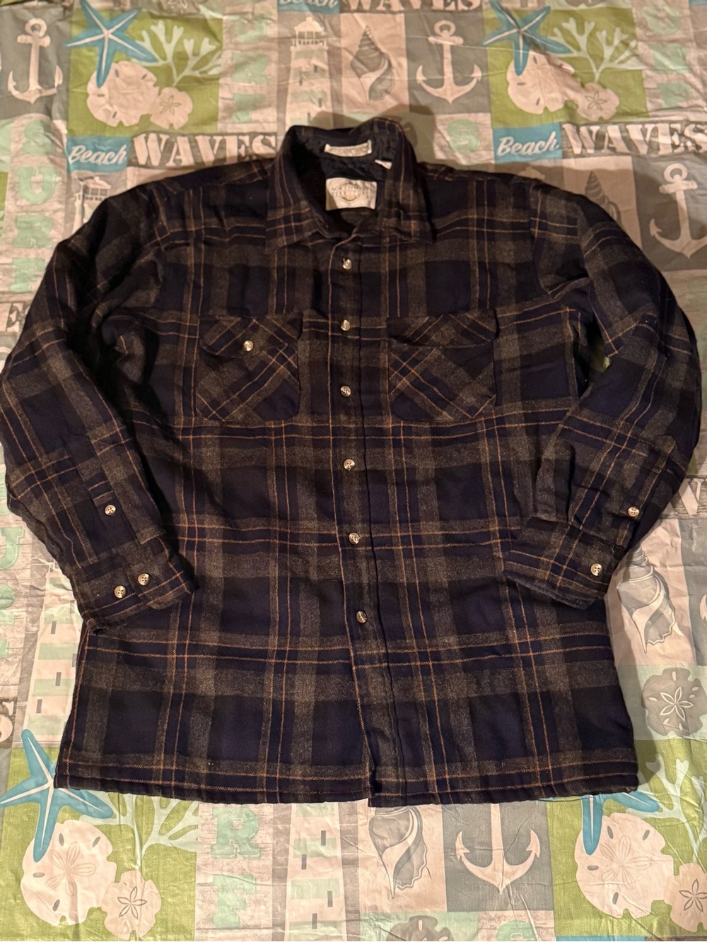 Vintage Grunge Northwest Territory Wool Plaid Shirt Quilted Lining Size Large